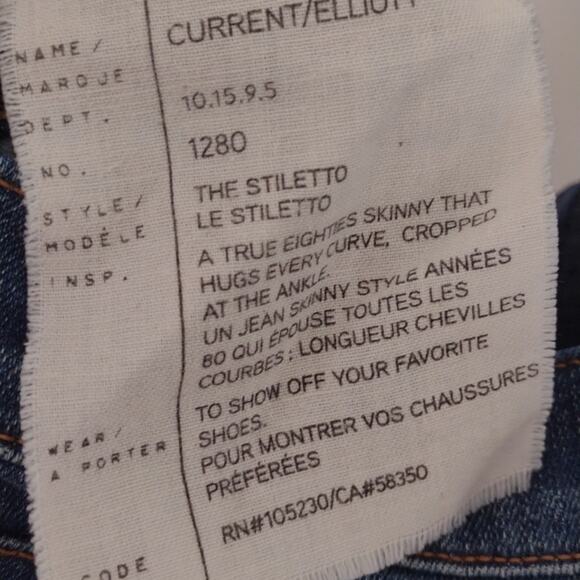 Current/Elliott Stiletto Niagara Destroy Distressed Denim Blue Skinny Jeans 30 - Picture 11 of 15